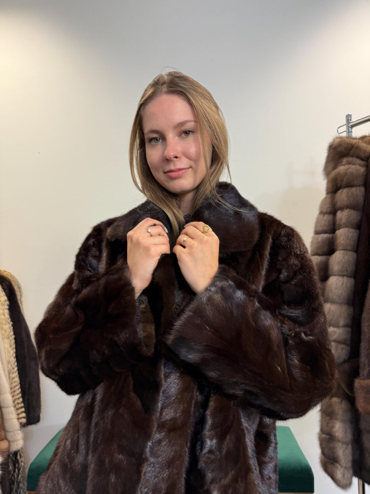 Swiss Mink Fur Jacket, Short Mink Fur Jacket, XXL Size, Brown Mink Fur, Real Fur Jacket, Mink Jacket, Vintage Fur Jacket, Thick Mink Jacket