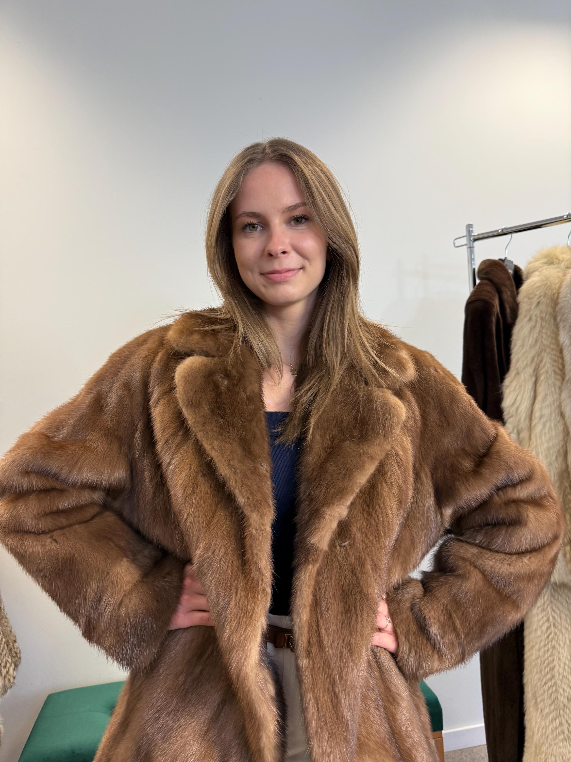 Pastel Mink Coat, Light Brown Mink Fur Coat, XL Size, Pastel Mink Coat, Brown Mink Coat, Women's Fur Coat, Vintage Fur Coat, Real Fur Coat