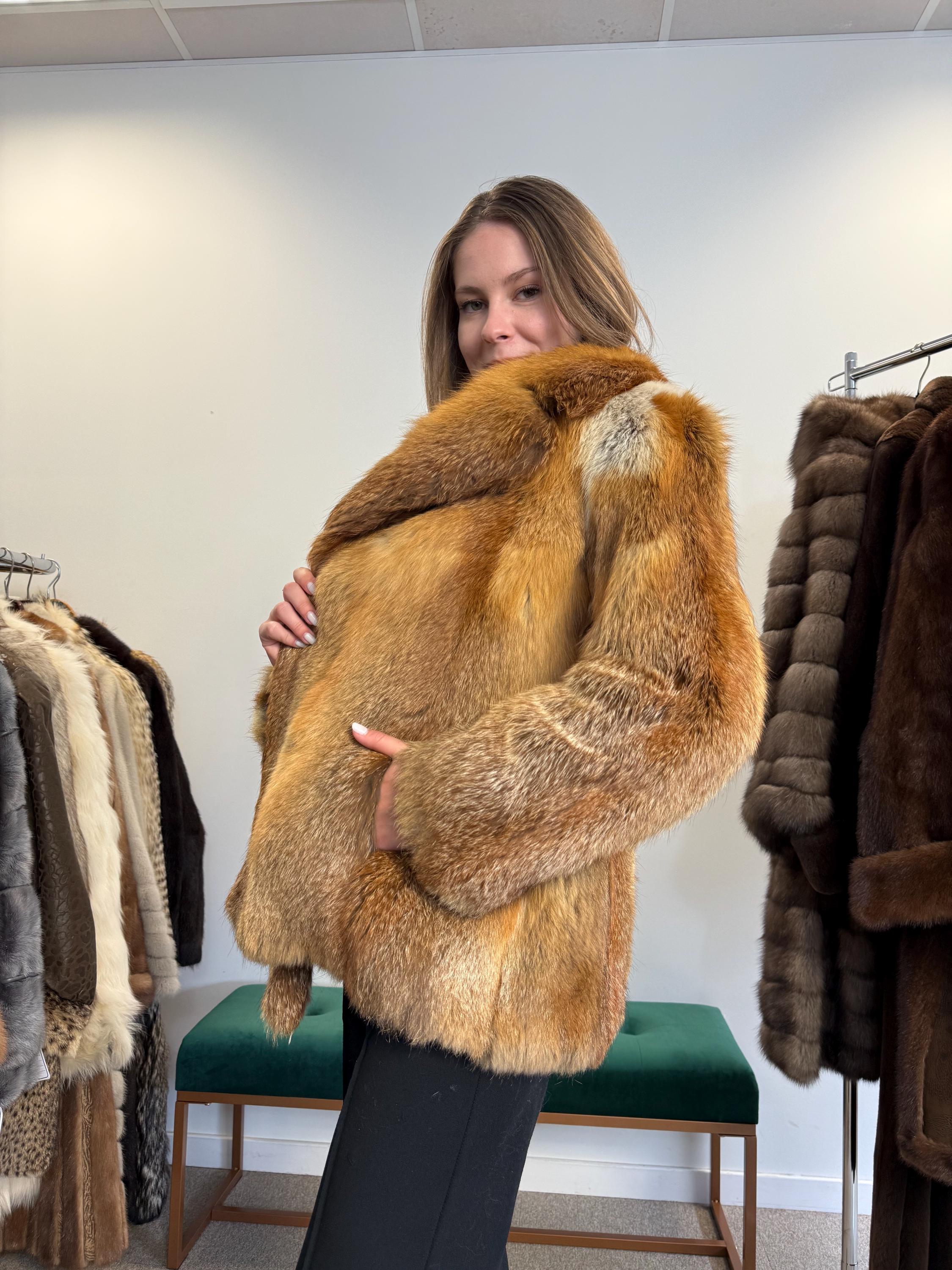 Red Fox Fur Jacket, Medium Size, Real Fox Fur Coat, Vintage Fur Coat, Women's Fur Jacket, Real Fur Jacket, Red Fox, Red Fox Fur, Thick Fur