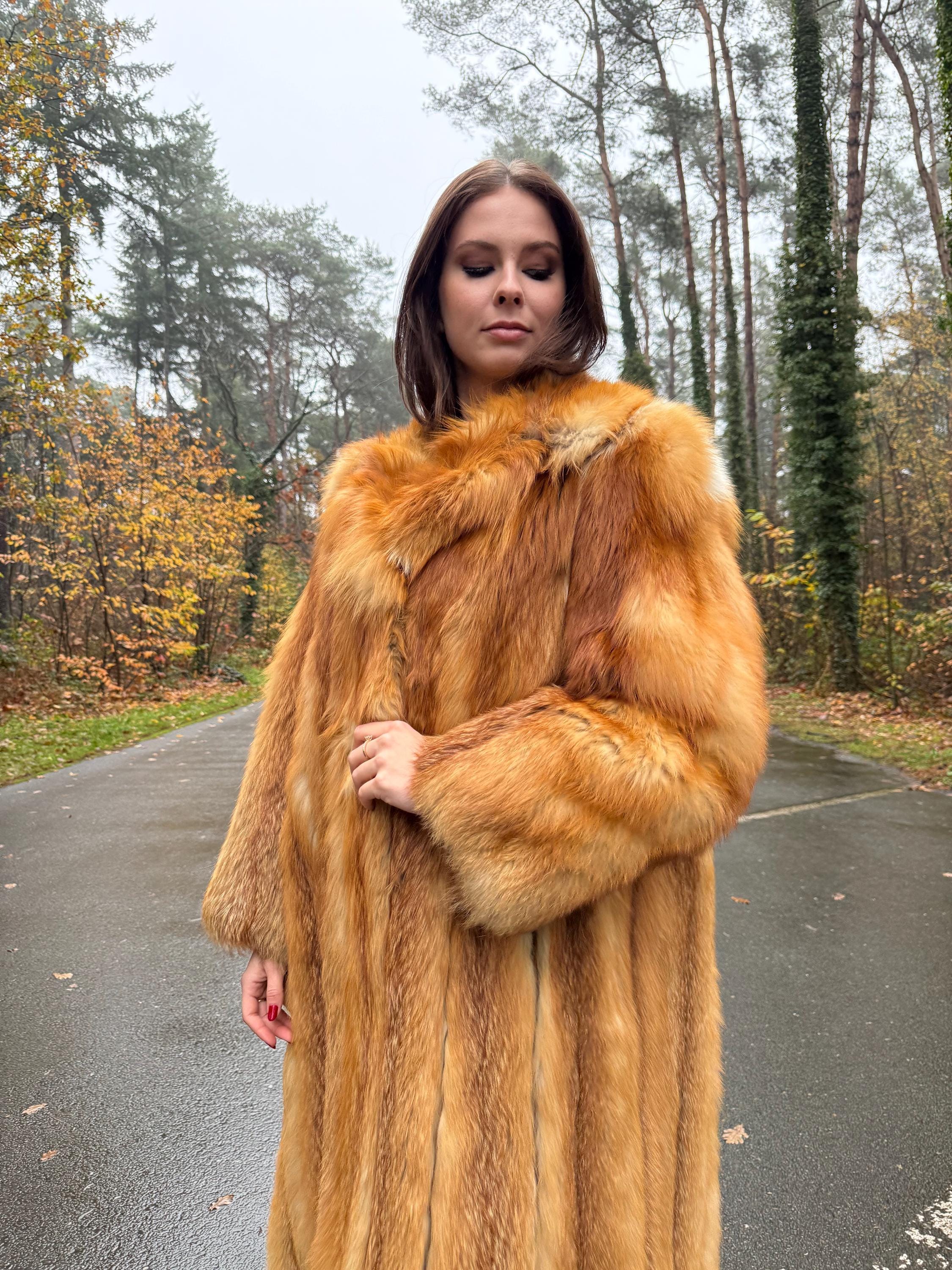 Canadian Red Fox Coat, Large Size, Real Red Fox Fur, Long Coat, Fox Fur Coat, Womens Fur Coat, Vintage Fur Coat, Red Fox Coat, Long Fur Coat