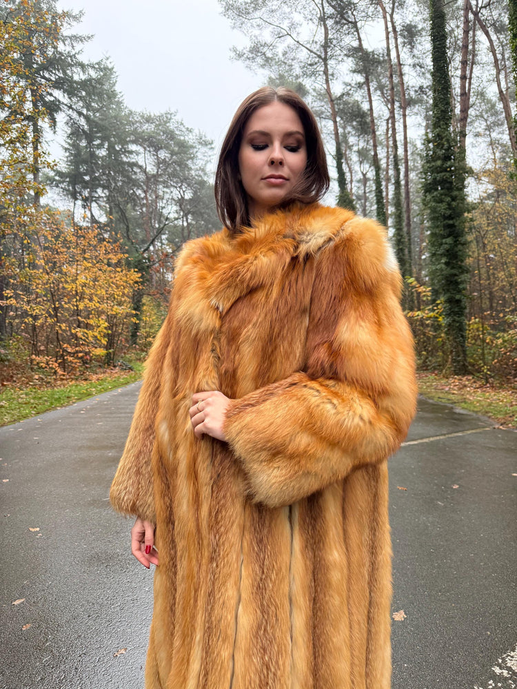 Canadian Red Fox Coat, Large Size, Real Red Fox Fur, Long Coat, Fox Fur Coat, Womens Fur Coat, Vintage Fur Coat, Red Fox Coat, Long Fur Coat