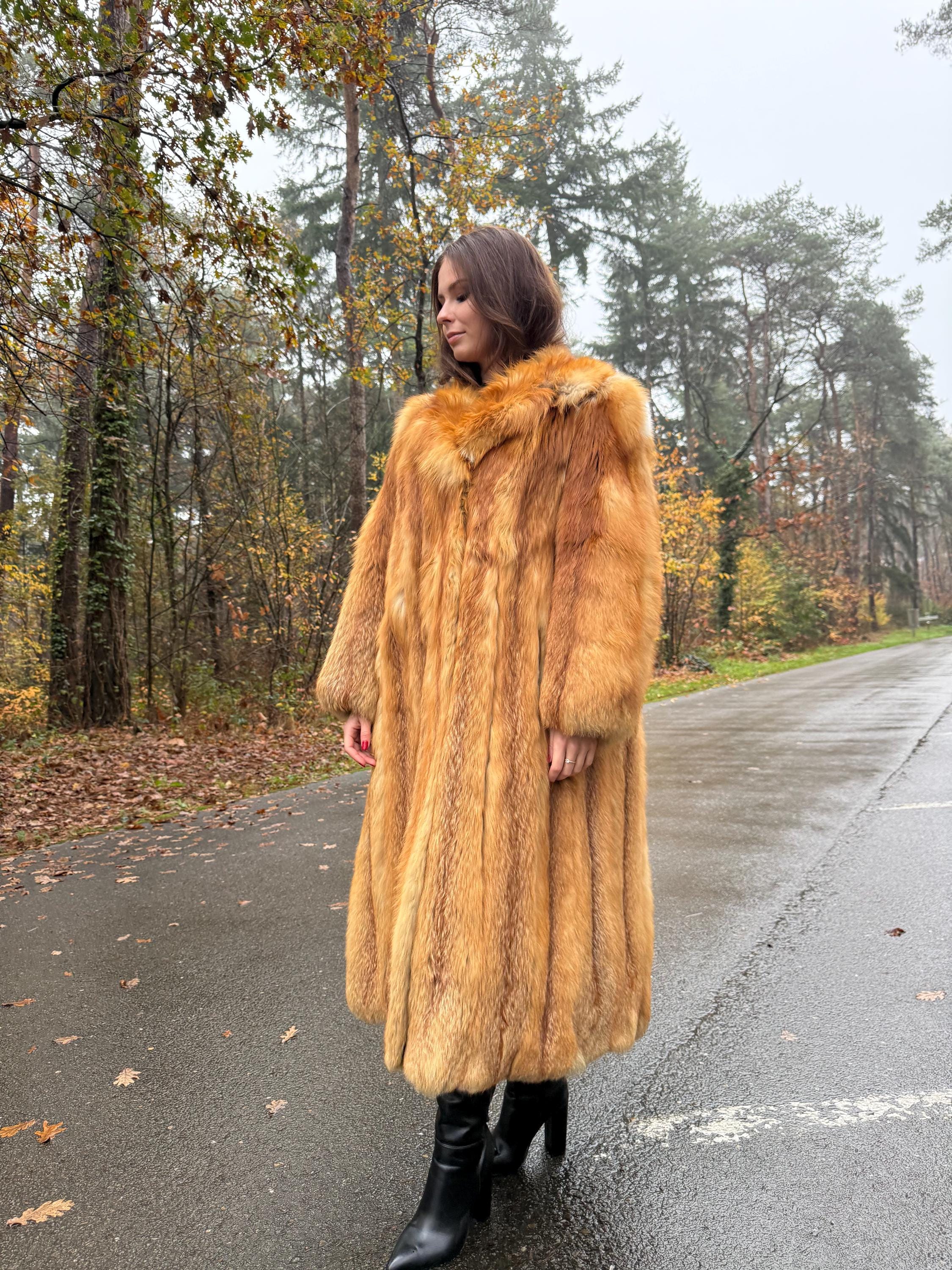 Canadian Red Fox Coat, Large Size, Real Red Fox Fur, Long Coat, Fox Fur Coat, Womens Fur Coat, Vintage Fur Coat, Red Fox Coat, Long Fur Coat