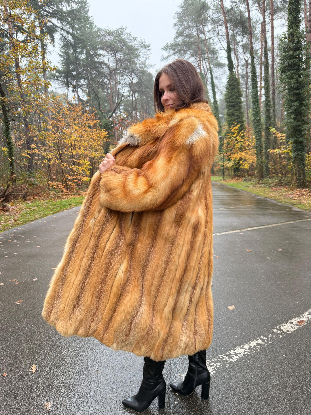 Canadian Red Fox Coat, Large Size, Real Red Fox Fur, Long Coat, Fox Fur Coat, Womens Fur Coat, Vintage Fur Coat, Red Fox Coat, Long Fur Coat