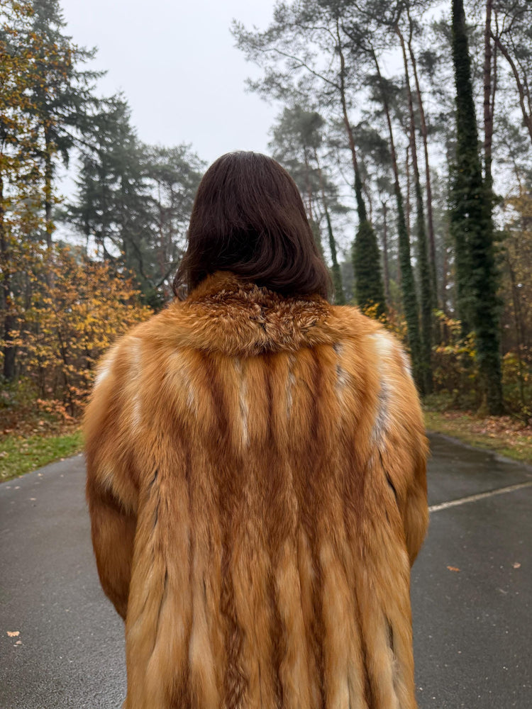 Canadian Red Fox Coat, Large Size, Real Red Fox Fur, Long Coat, Fox Fur Coat, Womens Fur Coat, Vintage Fur Coat, Red Fox Coat, Long Fur Coat