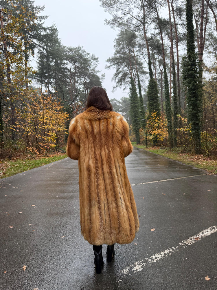 Canadian Red Fox Coat, Large Size, Real Red Fox Fur, Long Coat, Fox Fur Coat, Womens Fur Coat, Vintage Fur Coat, Red Fox Coat, Long Fur Coat