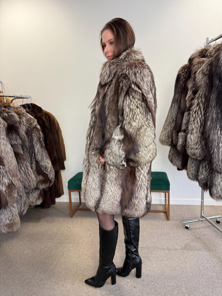 Fluffy Silver Fox Coat, Large Size, Real Fur Coat, Vintage Fox Fur, Silver Fox Fur Coat, Womens Fur Coat, Real Fox, Nordic Fox, Elegant Coat