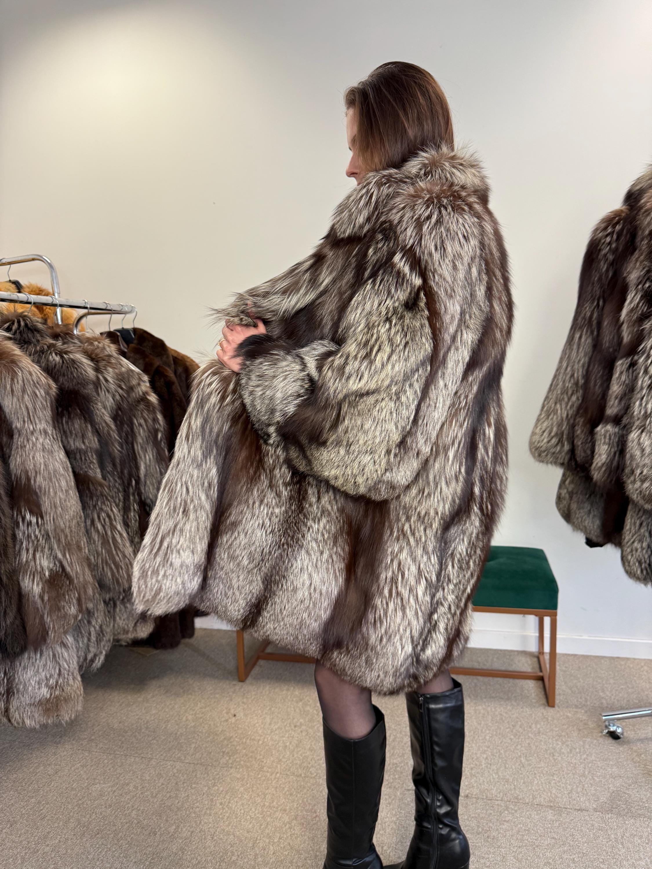 Fluffy Silver Fox Coat, Large Size, Real Fur Coat, Vintage Fox Fur, Silver Fox Fur Coat, Womens Fur Coat, Real Fox, Nordic Fox, Elegant Coat