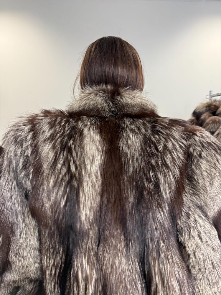 Fluffy Silver Fox Coat, Large Size, Real Fur Coat, Vintage Fox Fur, Silver Fox Fur Coat, Womens Fur Coat, Real Fox, Nordic Fox, Elegant Coat