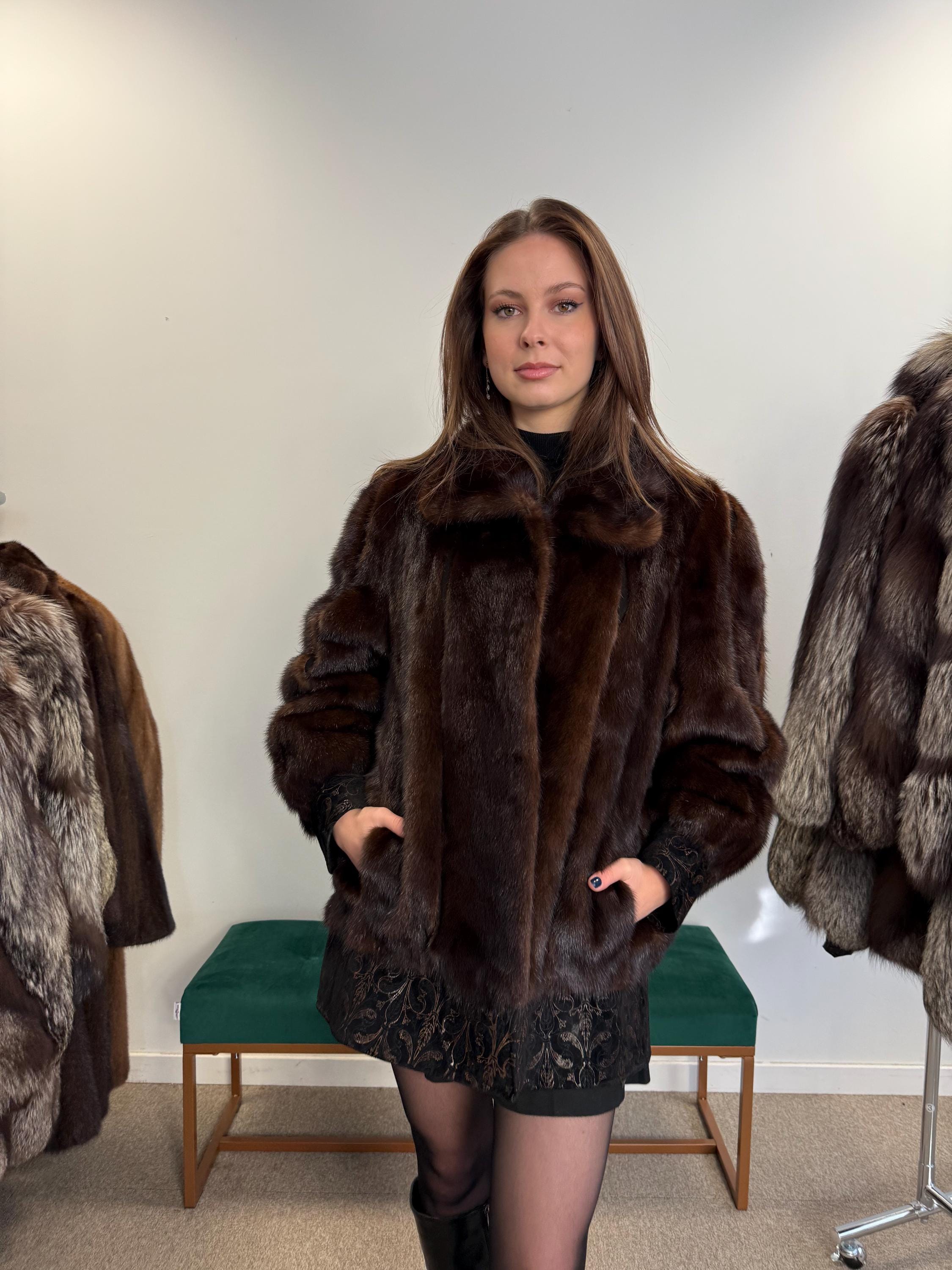 Mink Leather Jacket, Large Size, Brown Mink Fur Jacket, Fur Jacket, Women's Fur Jacket, Real Fur Coat, Real Mink Fur, Vintage Fur Coat, Mink