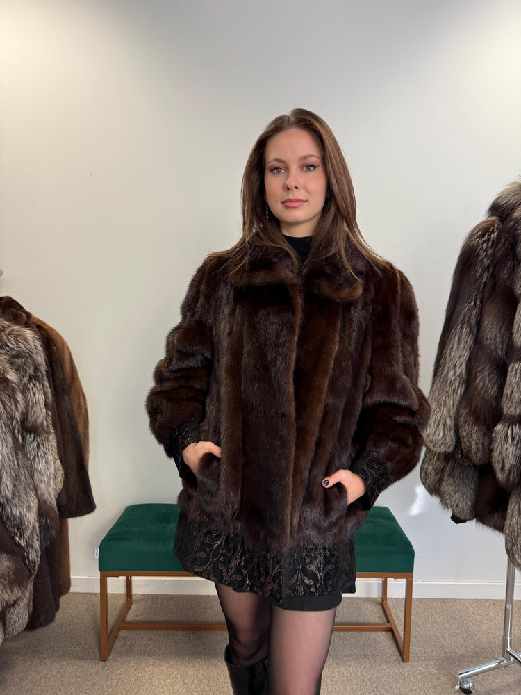 Mink Leather Jacket, Large Size, Brown Mink Fur Jacket, Fur Jacket, Women's Fur Jacket, Real Fur Coat, Real Mink Fur, Vintage Fur Coat, Mink