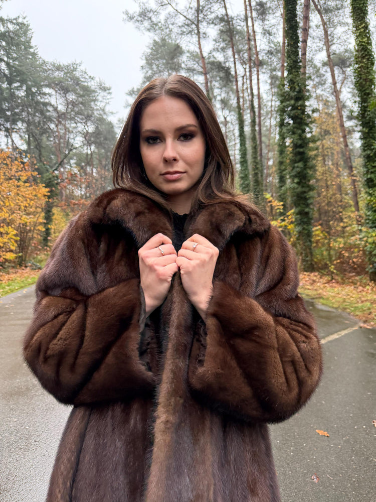 Saga Mink Fur Coat, L/XL Size, Brown Mink Coat, Vintage Fur Coat, Women's Fur Coat, Real Fur Coat, Saga Mink Coat, Thick Fur Coat, Long Coat