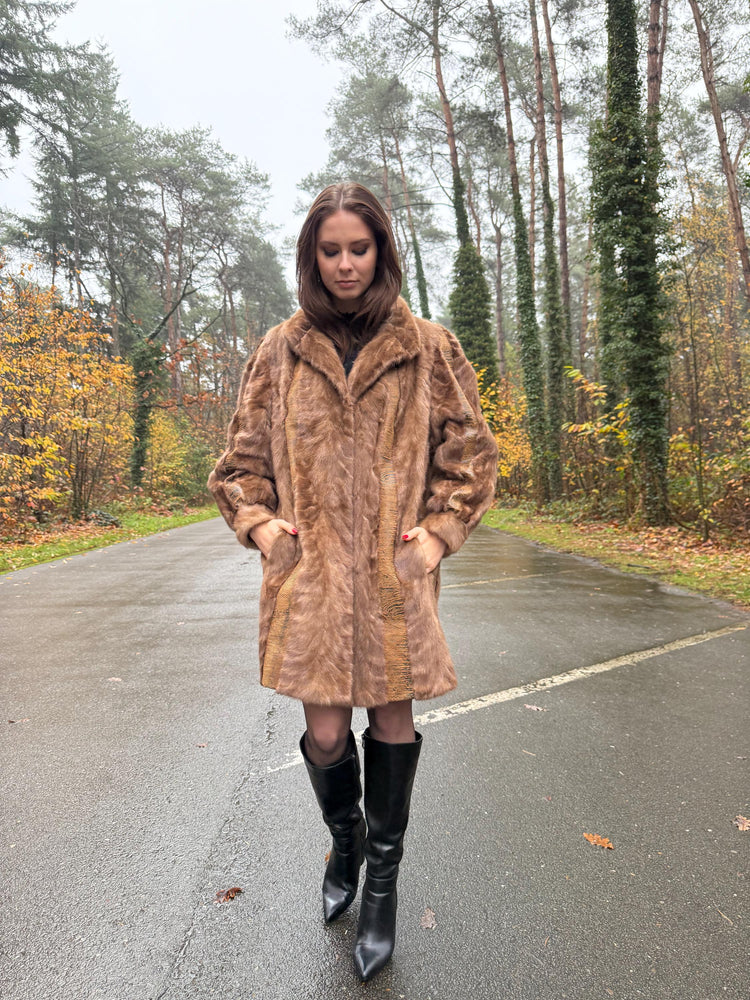 Mink Leather Fur Coat, XL Size, Vintage Fur Coat, Pastel Mink Coat, Women's Fur Coat, Mink Fur, Real Fur Coat, Mink Coat, Thick Mink Coat
