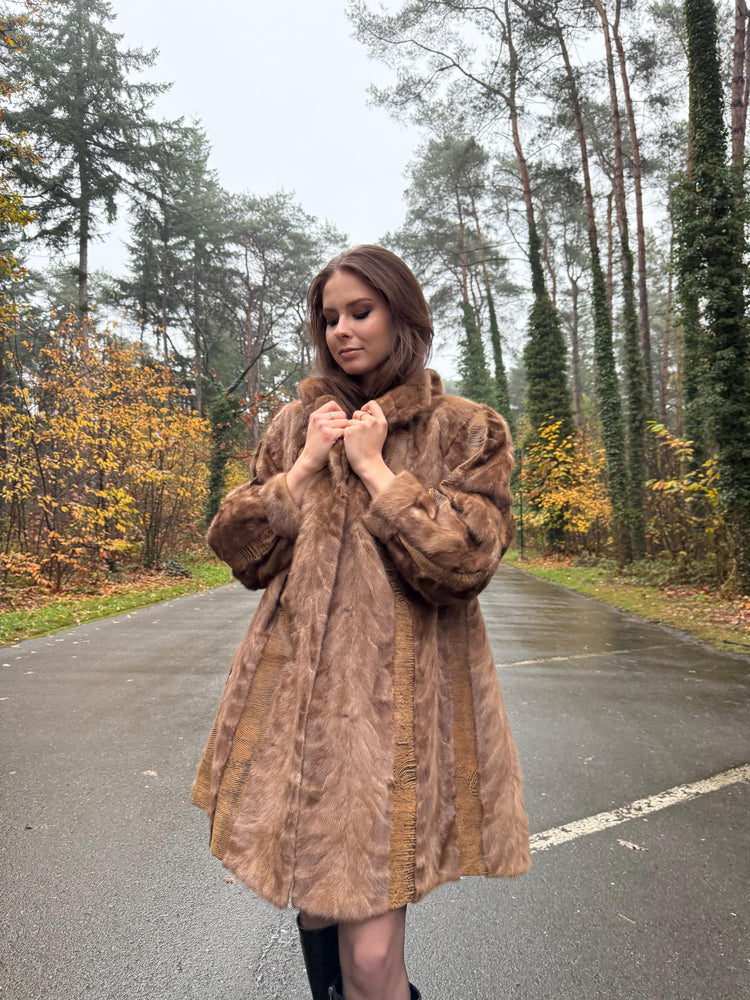 Mink Leather Fur Coat, XL Size, Vintage Fur Coat, Pastel Mink Coat, Women's Fur Coat, Mink Fur, Real Fur Coat, Mink Coat, Thick Mink Coat