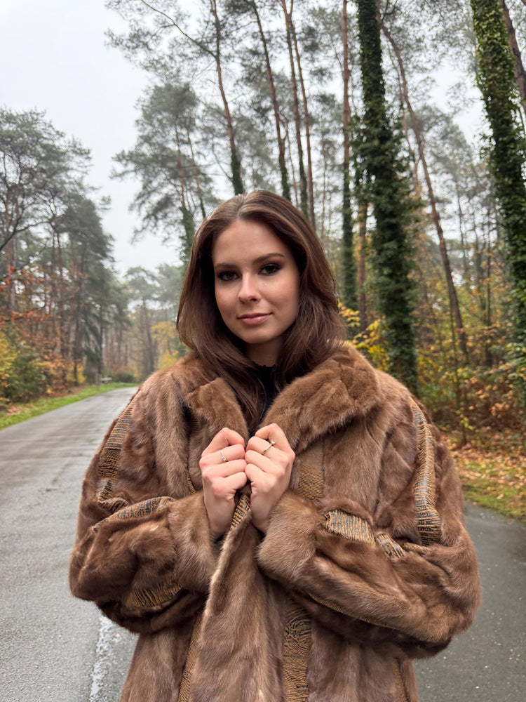 Mink Leather Fur Coat, XL Size, Vintage Fur Coat, Pastel Mink Coat, Women's Fur Coat, Mink Fur, Real Fur Coat, Mink Coat, Thick Mink Coat