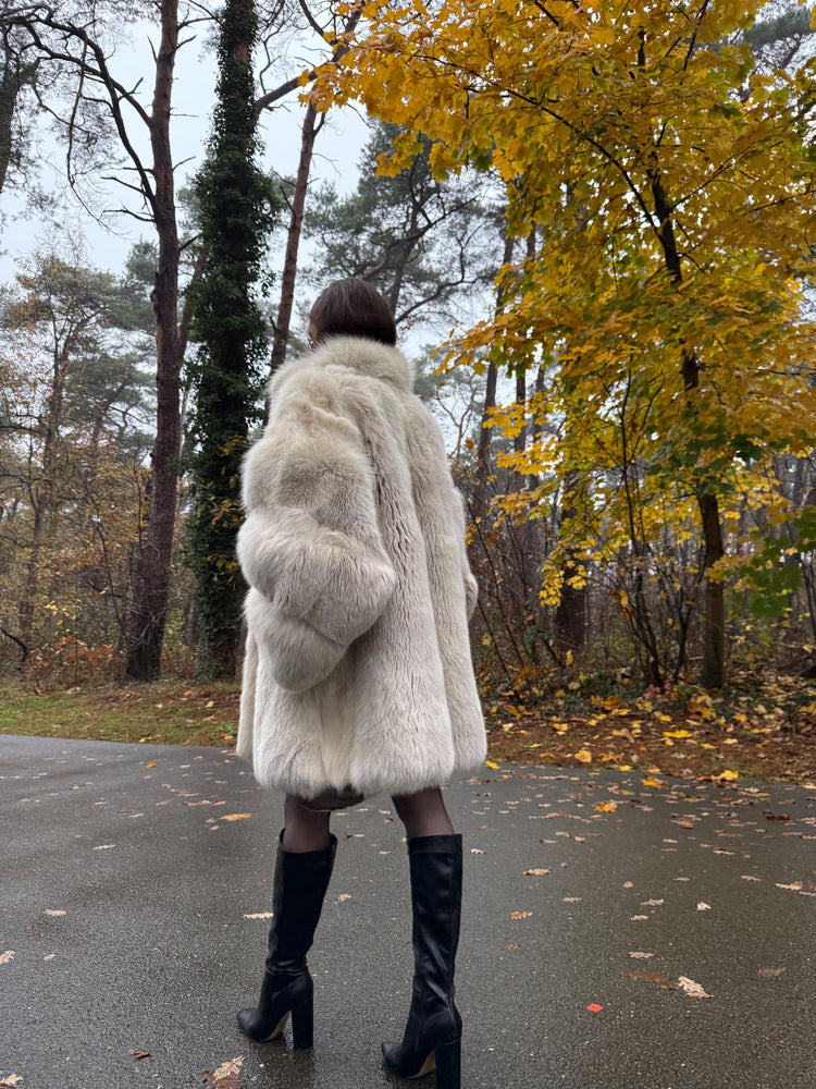Arctic Fox Fur Coat, Large Size, Real White Fox Fur, Soft Fur Coat, Fox Fur Coat, Real Polar Fox Fur, Real Fur Coat, Fluffy Fox Fur Coat