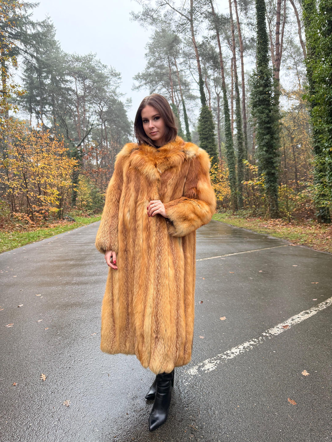 Canadian Red Fox Coat, Large Size, Real Red Fox Fur, Long Coat, Fox Fur Coat, Womens Fur Coat, Vintage Fur Coat, Red Fox Coat, Long Fur Coat