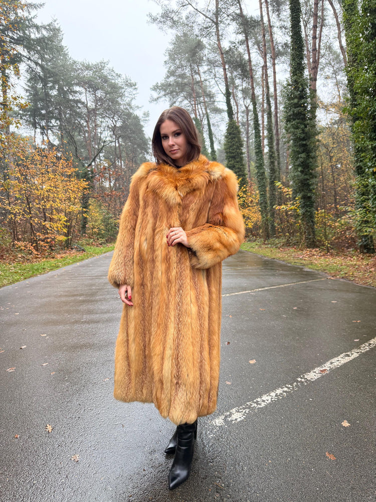 Canadian Red Fox Coat, Large Size, Real Red Fox Fur, Long Coat, Fox Fur Coat, Womens Fur Coat, Vintage Fur Coat, Red Fox Coat, Long Fur Coat