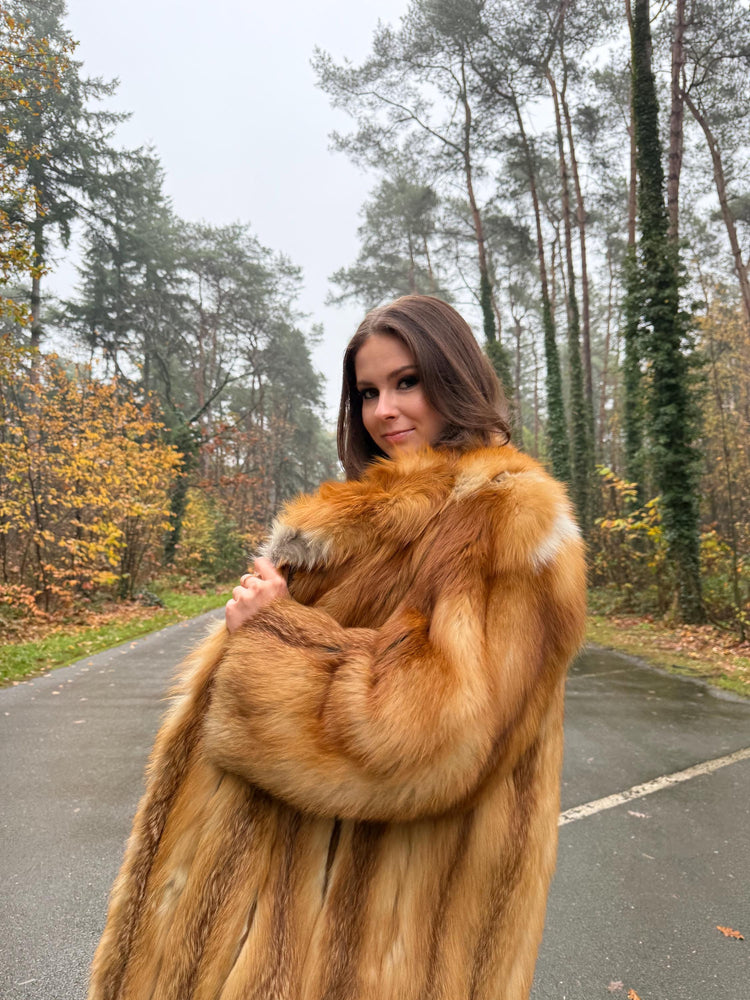 Canadian Red Fox Coat, Large Size, Real Red Fox Fur, Long Coat, Fox Fur Coat, Womens Fur Coat, Vintage Fur Coat, Red Fox Coat, Long Fur Coat