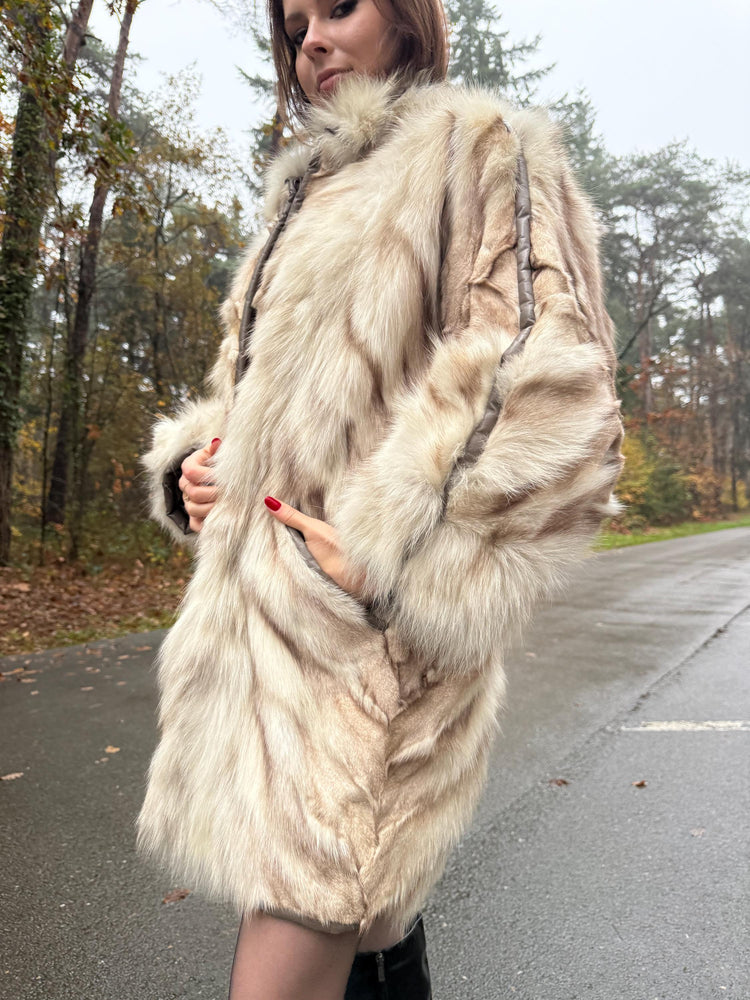 Cross Mink Fur Coat, XL Size, Mink Fur Coat, White Mink Coat, Women's Fur Coat, Vintage Fur Coat, Real Fur Coat, Cross Mink, White Mink Fur