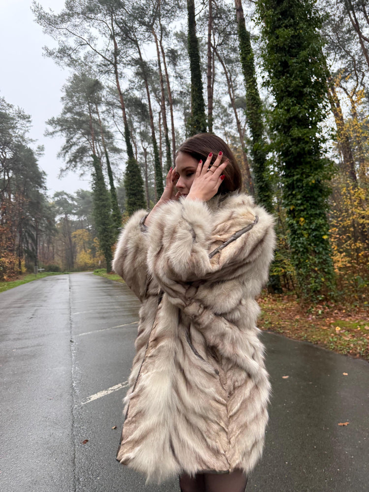 Cross Mink Fur Coat, XL Size, Mink Fur Coat, White Mink Coat, Women's Fur Coat, Vintage Fur Coat, Real Fur Coat, Cross Mink, White Mink Fur