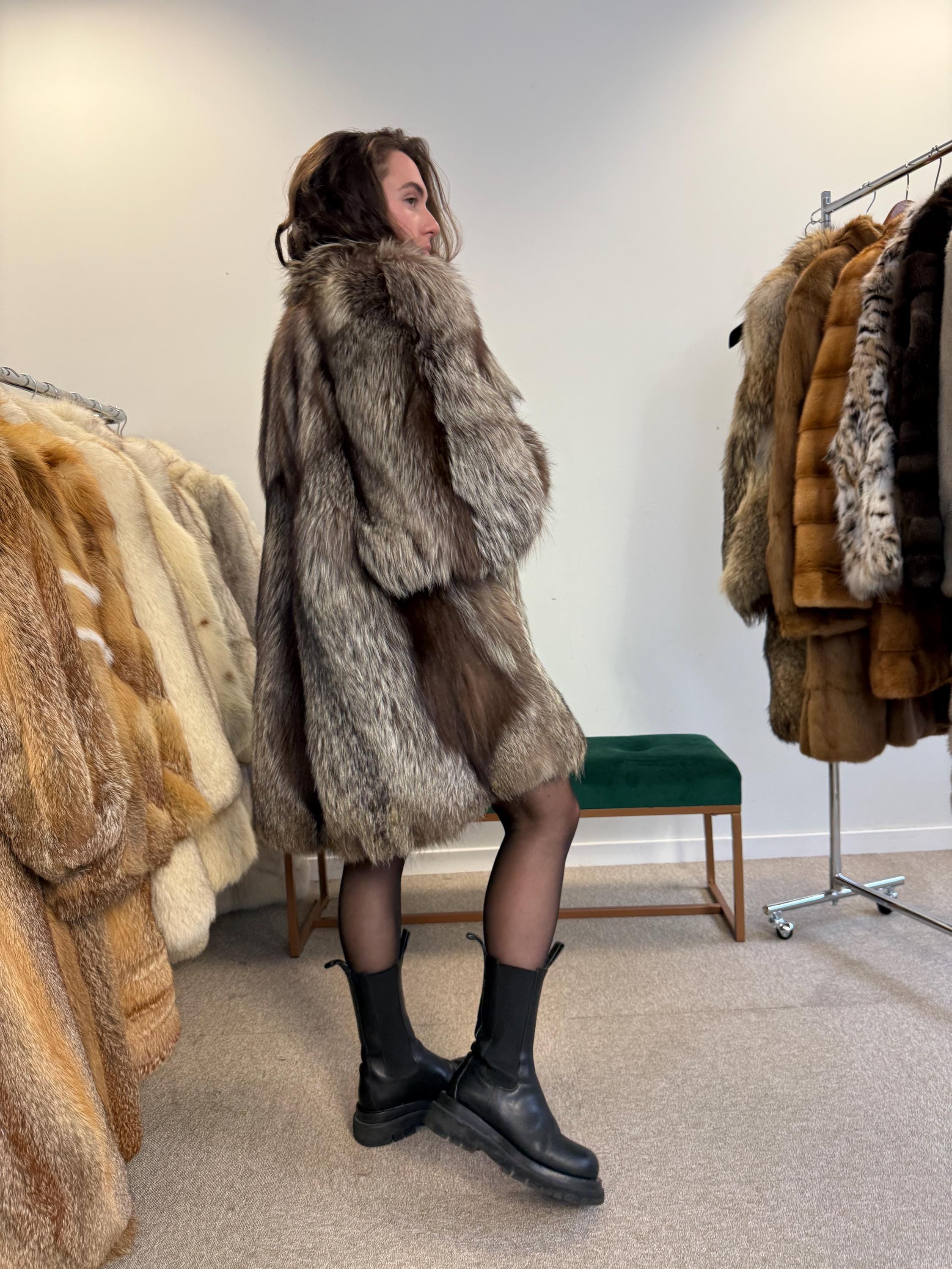 Silver Fox Fur Coat, Large Size, Soft Fox Fur Coat, Fluffy Fur Coat, Vintage Fur Coat, Real Fox Fur Coat, Women's Fox Fur Coat, Fox Fur Coat