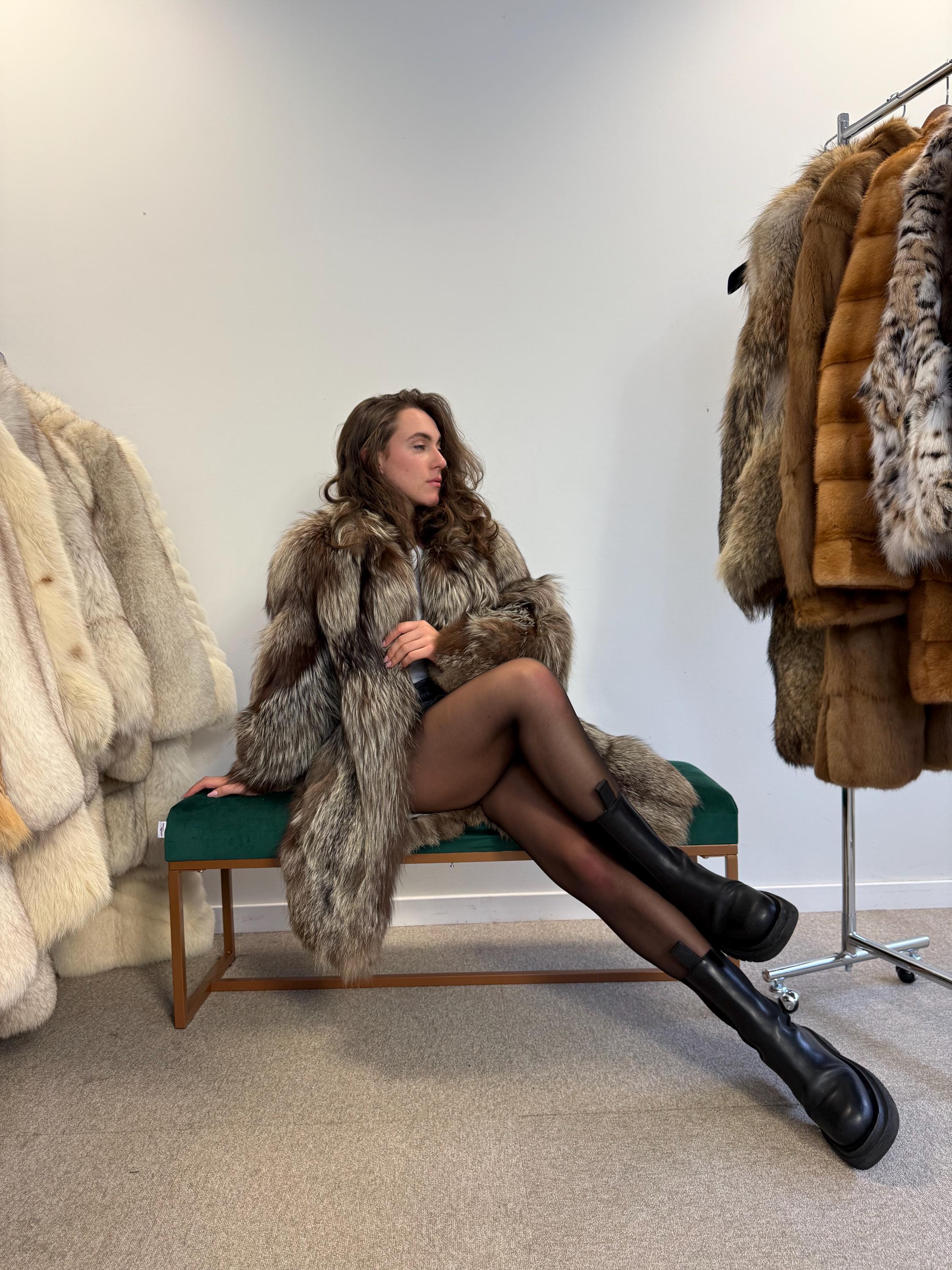Silver Fox Fur Coat, Large Size, Soft Fox Fur Coat, Fluffy Fur Coat, Vintage Fur Coat, Real Fox Fur Coat, Women's Fox Fur Coat, Fox Fur Coat