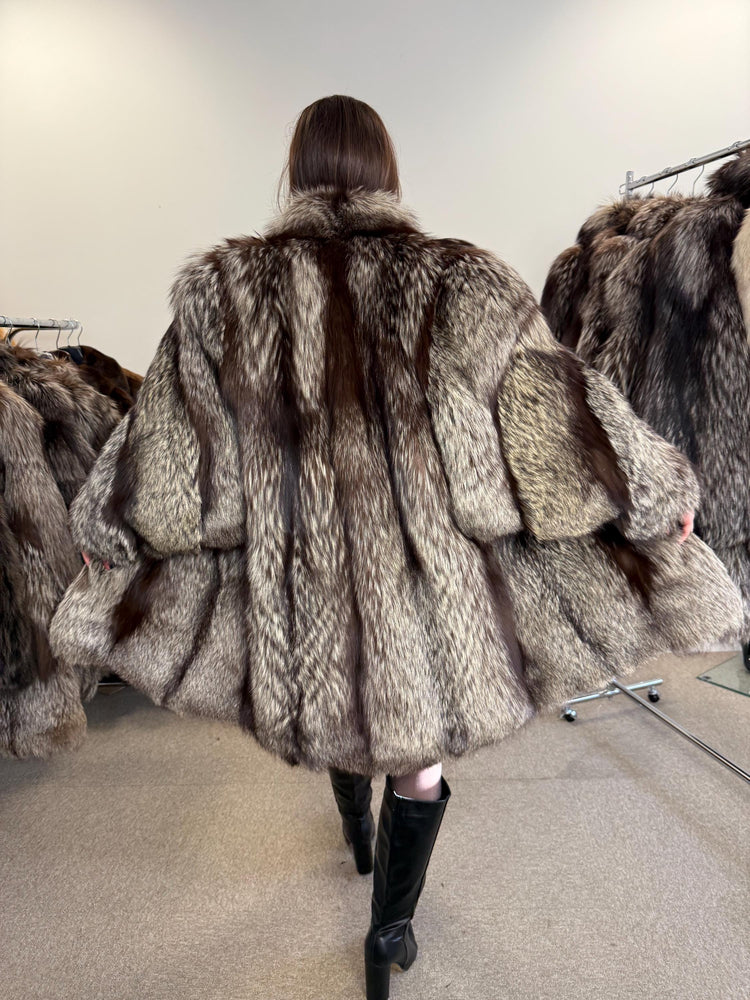 Fluffy Silver Fox Coat, Large Size, Real Fur Coat, Vintage Fox Fur, Silver Fox Fur Coat, Womens Fur Coat, Real Fox, Nordic Fox, Elegant Coat