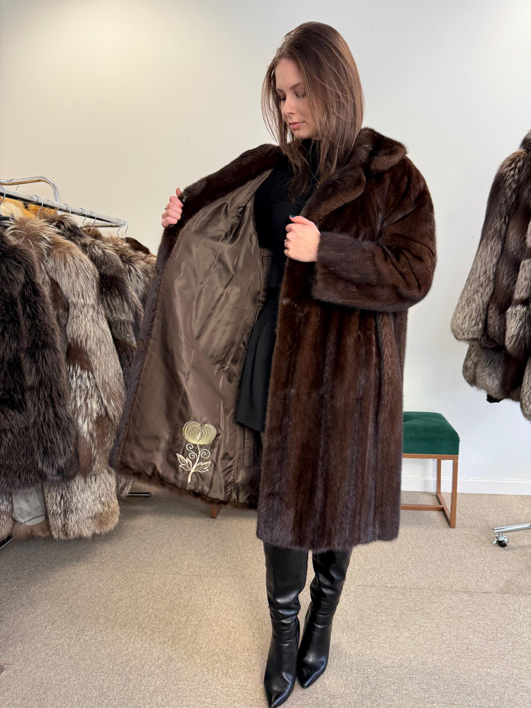 Mink Fur Coat, L/XL Size, Natural Brown Mink Coat, Real Fur Coat, Fur Coats, Brown Mink Coat, Long Mink Coat, Women's Fur Coat, Mink Coat