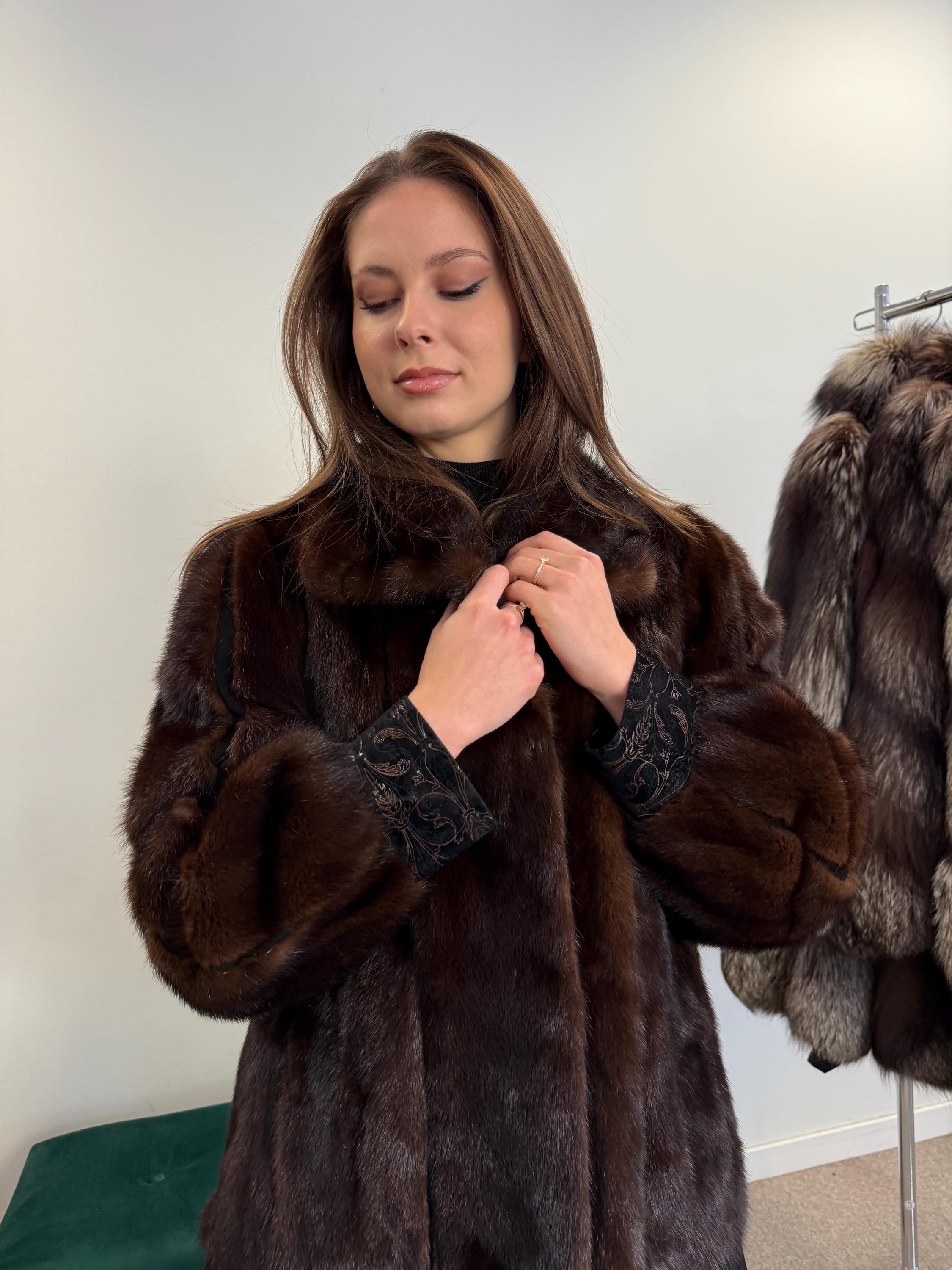 Mink Leather Jacket, Large Size, Brown Mink Fur Jacket, Fur Jacket, Women's Fur Jacket, Real Fur Coat, Real Mink Fur, Vintage Fur Coat, Mink
