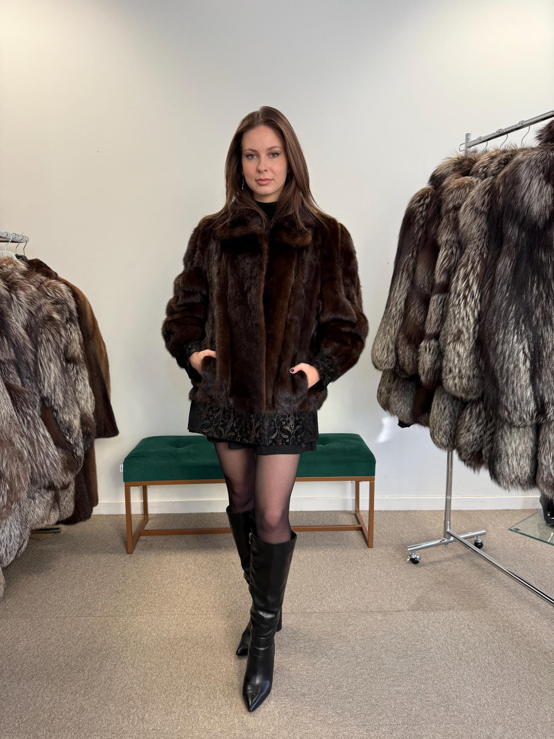 Mink Leather Jacket, Large Size, Brown Mink Fur Jacket, Fur Jacket, Women's Fur Jacket, Real Fur Coat, Real Mink Fur, Vintage Fur Coat, Mink