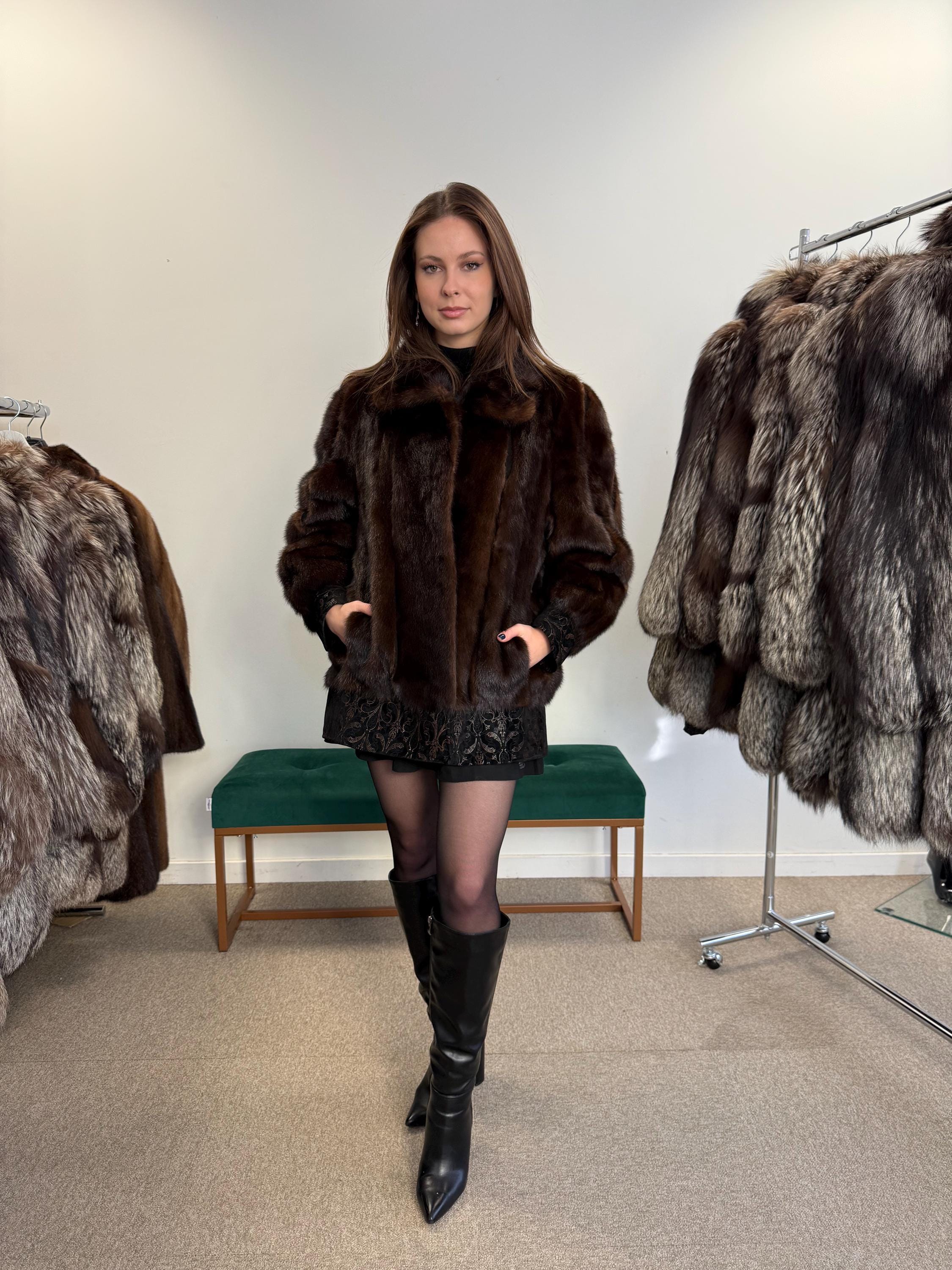 Mink Leather Jacket, Large Size, Brown Mink Fur Jacket, Fur Jacket, Women's Fur Jacket, Real Fur Coat, Real Mink Fur, Vintage Fur Coat, Mink