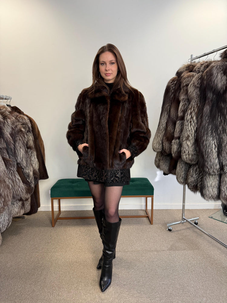 Mink Leather Jacket, Large Size, Brown Mink Fur Jacket, Fur Jacket, Women's Fur Jacket, Real Fur Coat, Real Mink Fur, Vintage Fur Coat, Mink