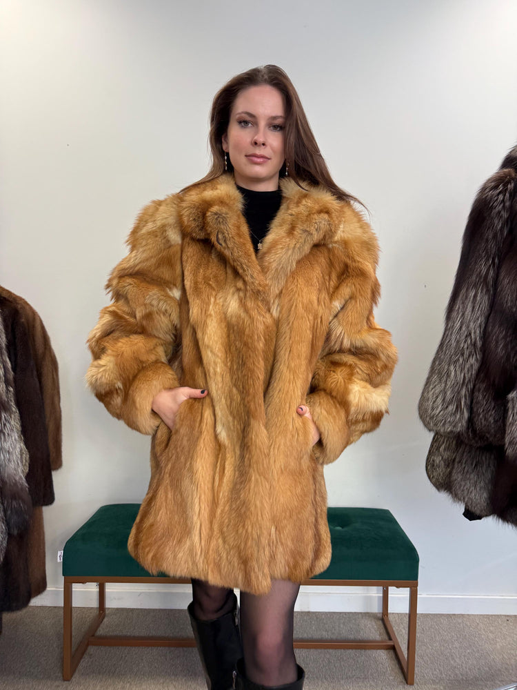 Golden Coyote Fur Coat, L/XL Size, Women's Fur Coat, Real Coyote Fur Coat, Coyote Coat Women, Vintage Fur Coat, Coyote Fur Coat, Real Fur