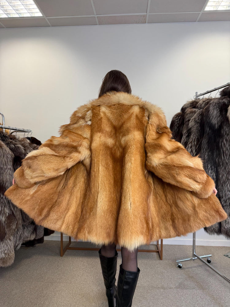 Golden Coyote Fur Coat, L/XL Size, Women's Fur Coat, Real Coyote Fur Coat, Coyote Coat Women, Vintage Fur Coat, Coyote Fur Coat, Real Fur