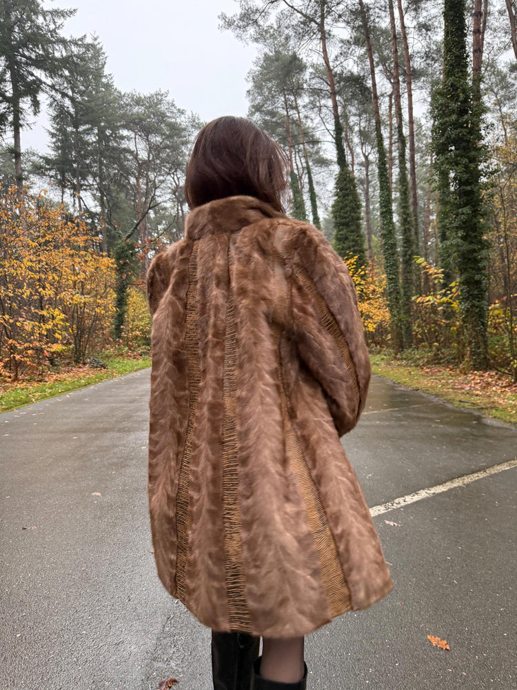 Mink Leather Fur Coat, XL Size, Vintage Fur Coat, Pastel Mink Coat, Women's Fur Coat, Mink Fur, Real Fur Coat, Mink Coat, Thick Mink Coat