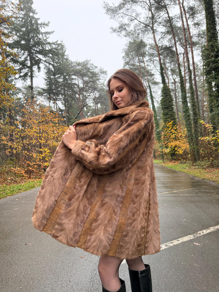 Mink Leather Fur Coat, XL Size, Vintage Fur Coat, Pastel Mink Coat, Women's Fur Coat, Mink Fur, Real Fur Coat, Mink Coat, Thick Mink Coat
