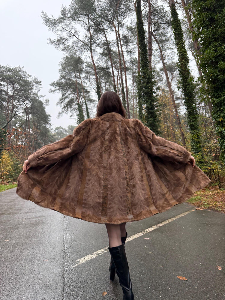 Mink Leather Fur Coat, XL Size, Vintage Fur Coat, Pastel Mink Coat, Women's Fur Coat, Mink Fur, Real Fur Coat, Mink Coat, Thick Mink Coat