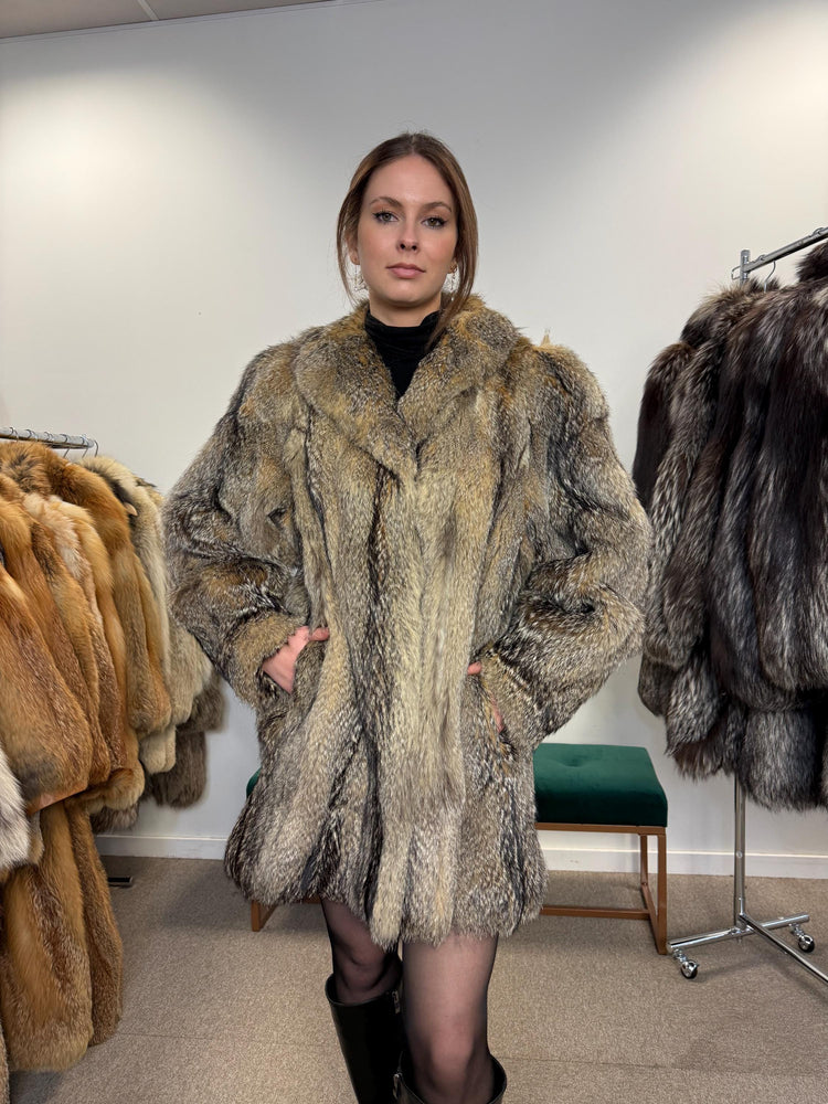 Large Coyote Coat, Fur Coat, Women's Fur Coat, Real Fur Coat, Real Coyote Fur Coat, Coyote Coat Women, Vintage Fur Coat, Coyote Fur Coat