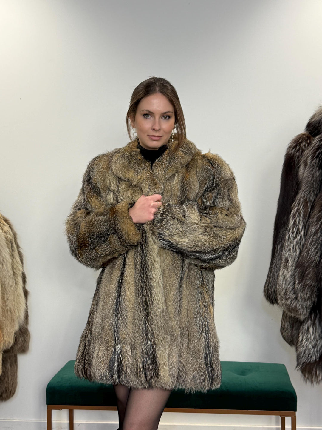 Large Coyote Coat, Fur Coat, Women's Fur Coat, Real Fur Coat, Real Coyote Fur Coat, Coyote Coat Women, Vintage Fur Coat, Coyote Fur Coat
