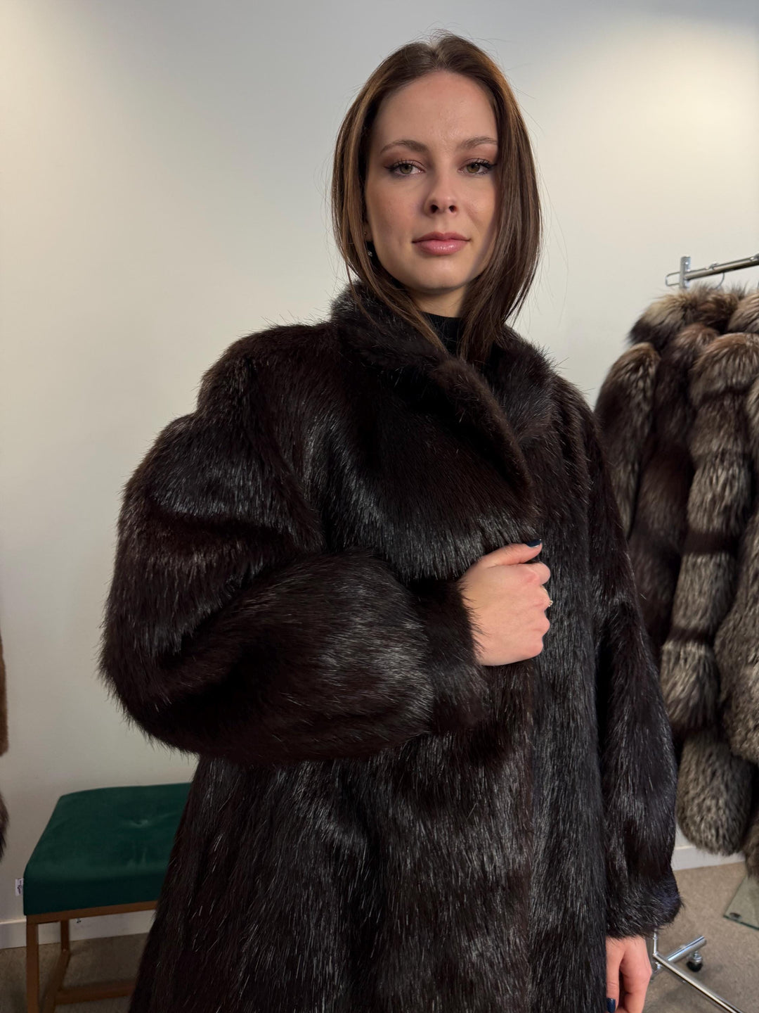 Brown Beaver Fur Coat, Large Size, Beaver Coat, Real Fur, Women's Fur Coat, Vintage Fur Coat, Brown Fur Coat, Fur Coat Women, Large Fur Coat