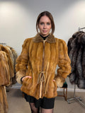 Golden Mink Fur Jacket, S/M Size, Lamb Fur Collar, Mink Fur Jacket, Real Fur Jacket, Vintage Fur Coat, Women's Fur Jacket, Mink, Golden Mink