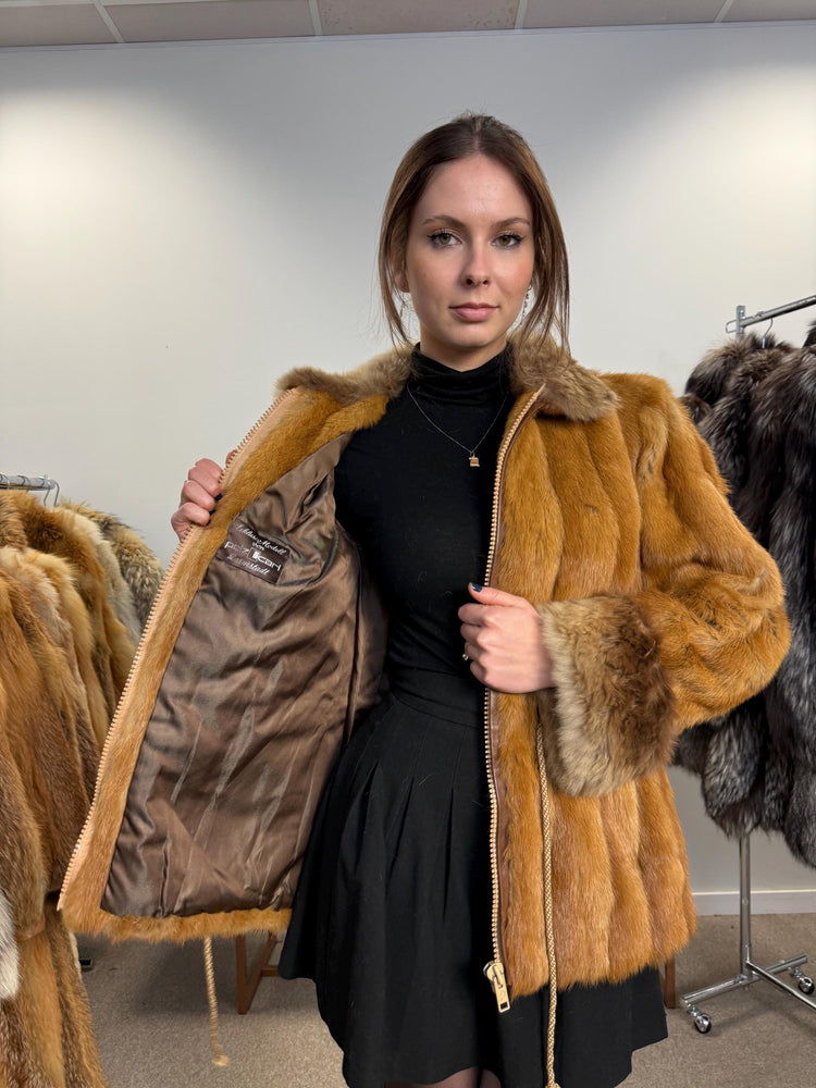 Golden Mink Fur Jacket, S/M Size, Lamb Fur Collar, Mink Fur Jacket, Real Fur Jacket, Vintage Fur Coat, Women's Fur Jacket, Mink, Golden Mink