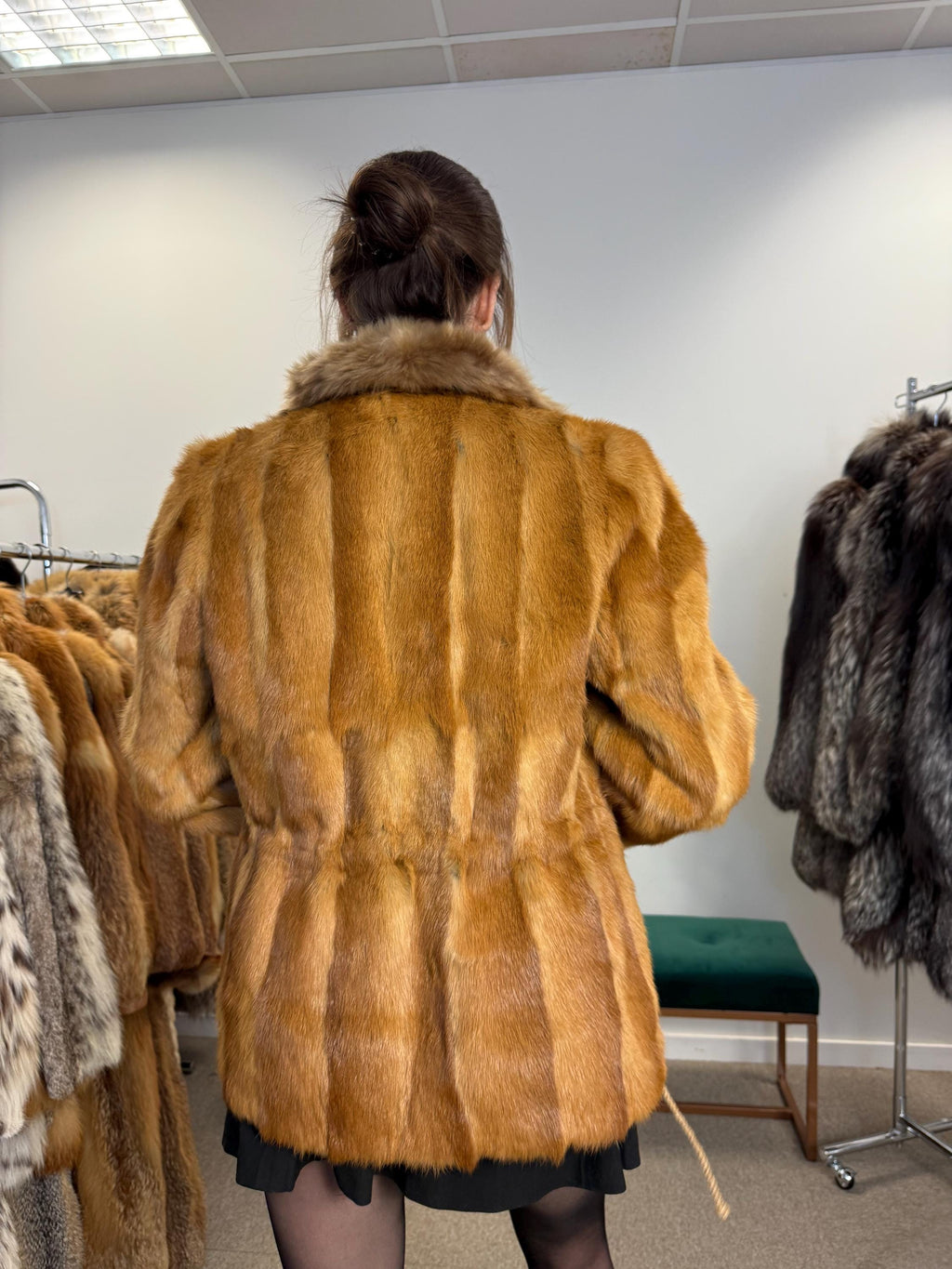 Golden Mink Fur Jacket, S/M Size, Lamb Fur Collar, Mink Fur Jacket, Real Fur Jacket, Vintage Fur Coat, Women's Fur Jacket, Mink, Golden Mink