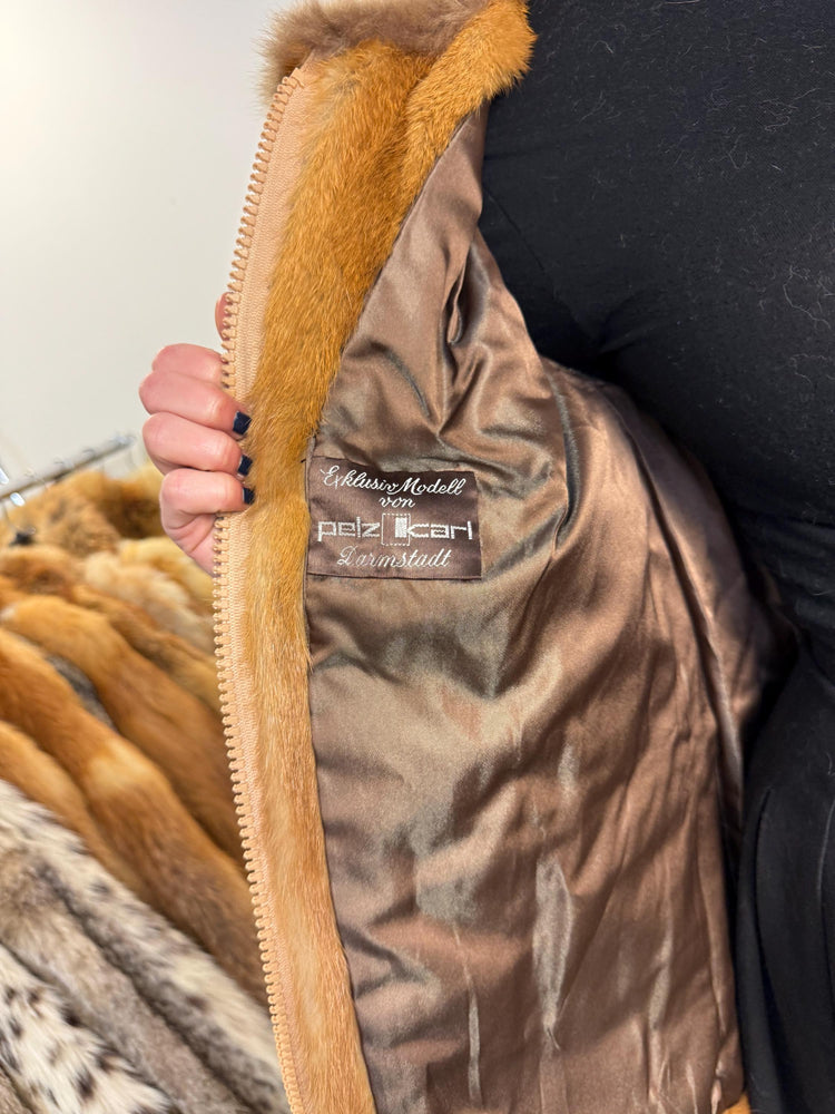 Golden Mink Fur Jacket, S/M Size, Lamb Fur Collar, Mink Fur Jacket, Real Fur Jacket, Vintage Fur Coat, Women's Fur Jacket, Mink, Golden Mink