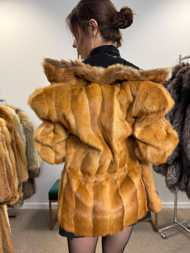Golden Mink Fur Jacket, S/M Size, Lamb Fur Collar, Mink Fur Jacket, Real Fur Jacket, Vintage Fur Coat, Women's Fur Jacket, Mink, Golden Mink