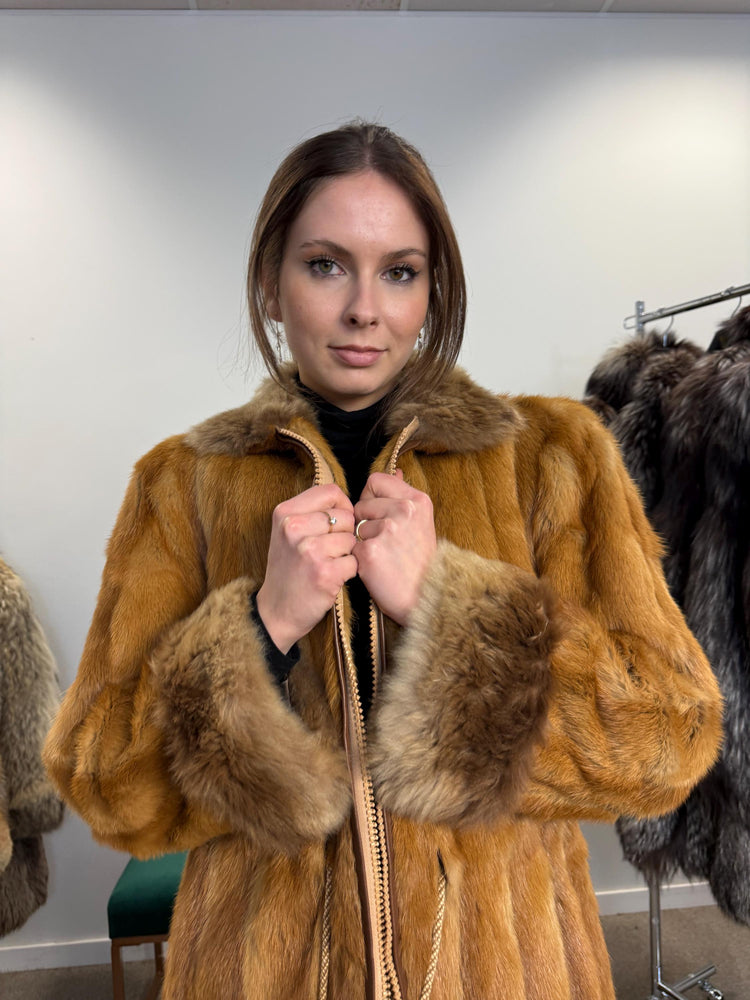Golden Mink Fur Jacket, S/M Size, Lamb Fur Collar, Mink Fur Jacket, Real Fur Jacket, Vintage Fur Coat, Women's Fur Jacket, Mink, Golden Mink