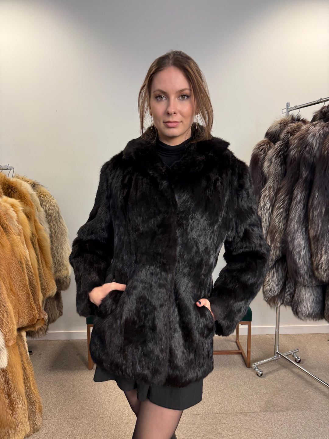 Brown Rabbit Fur Coat, Small Size, Rabbit Fur Coat, Vintage Fur Coat, Real Fur Coat, Real Rabbit Fur, Women's Fur Coat, Thick Fur Coat, Fur