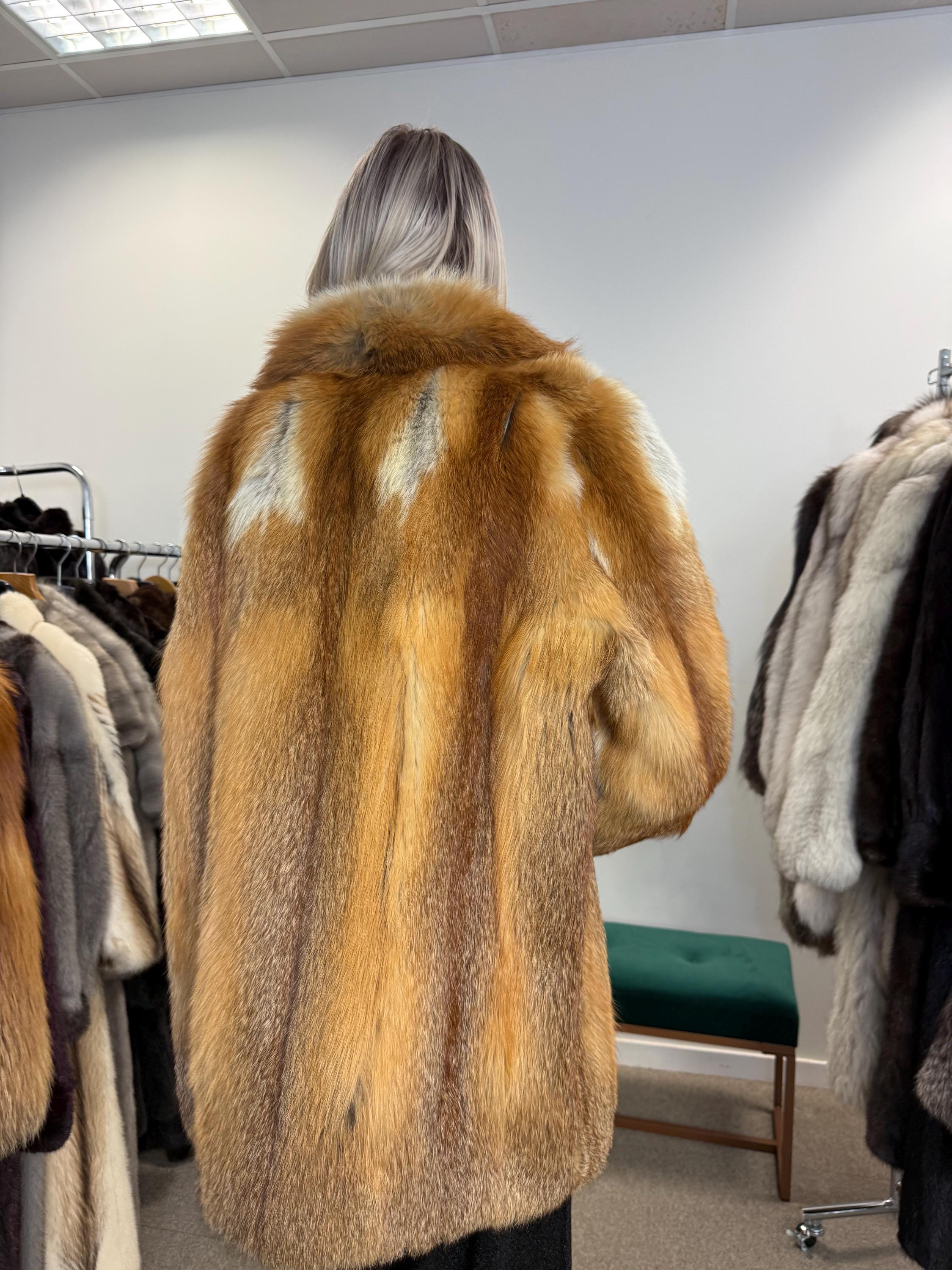Red Fox Fur Coat, XL Size, Fur Coat, Fluffy Fox Coat, Red Fox, Real Fur, Vintage Fur Coat, Fur Coats Women, Real Fox Coat, Fox Fur Real