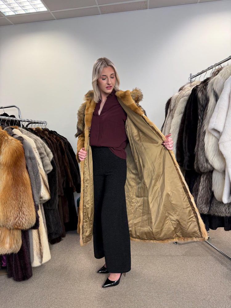 Golden Weasel Fur Coat, Medium Size, Women's Fur Coat, Real Weasel Fur Coat, Weasel Coat Women, Vintage Fur Coat, Hooded Fur Coat, Real Fur