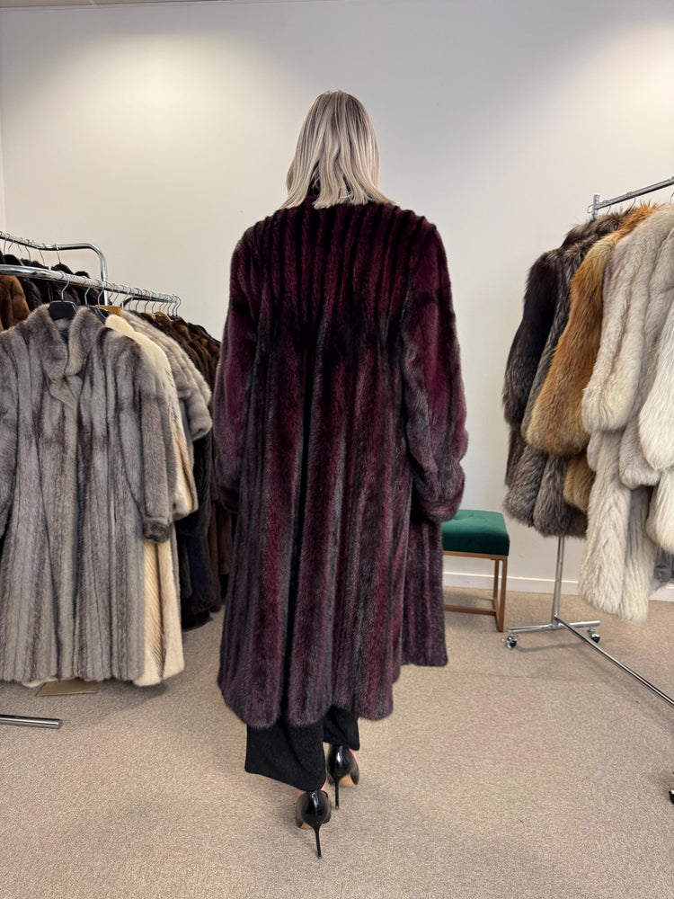 Dyed Mink Fur Coat, Large Size, Purple Fur Coat, Vintage Fur Coat, Real Fur Coat, Long Fur Coat, Women's Fur Coat, Cross Mink Coat, Mink Fur